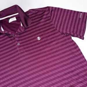 IZOD Golf Men's Med Polo Shirt Purple Striped Performance Breathable Activewear